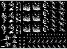 Dragonfly Scenes 92 pcs White Fused Glass Decals