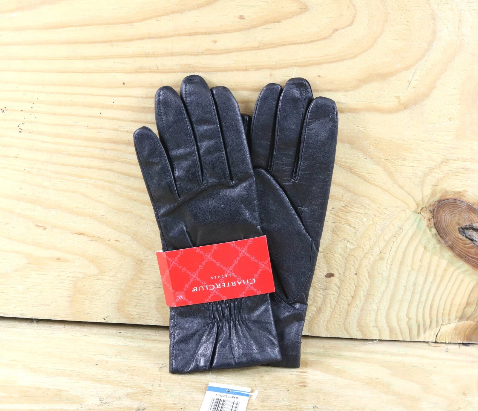 Charter Club Gloves Womens XL Black Nappa Leather Fleece Lined Vintage 2006 New