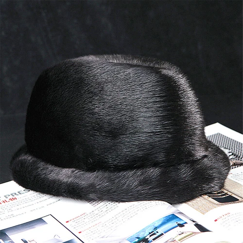 100% Real Whole Mink Fur Hat Winter Warm Basin Cap Fashion Thicken Outdoor Men - Picture 9 of 10
