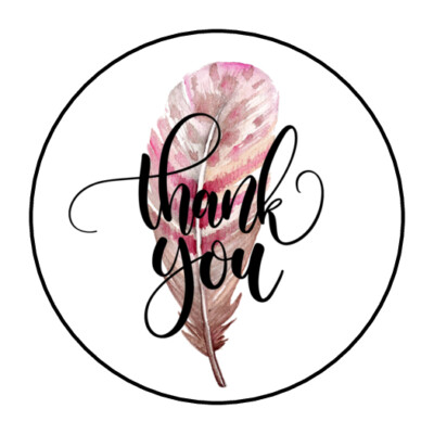 30 1.5" THANK YOU BOHO FEATHER ORDER ENVELOPE SEALS LABELS STICKERS | eBay