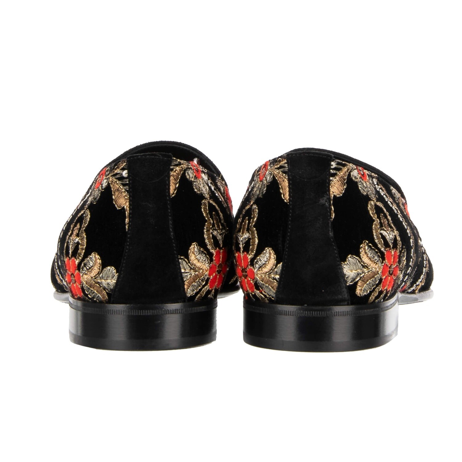 DOLCE & GABBANA Baroque Velvet Loafer Shoes VIVALDI Crown Logo Black Gold 12087 image 4