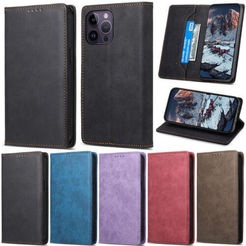 Retro Flip Wallet Leather Cover Case For iPhone 15 14 13 12 11 X XR XS 7 8 Plus - Afbeelding 1 van 56
