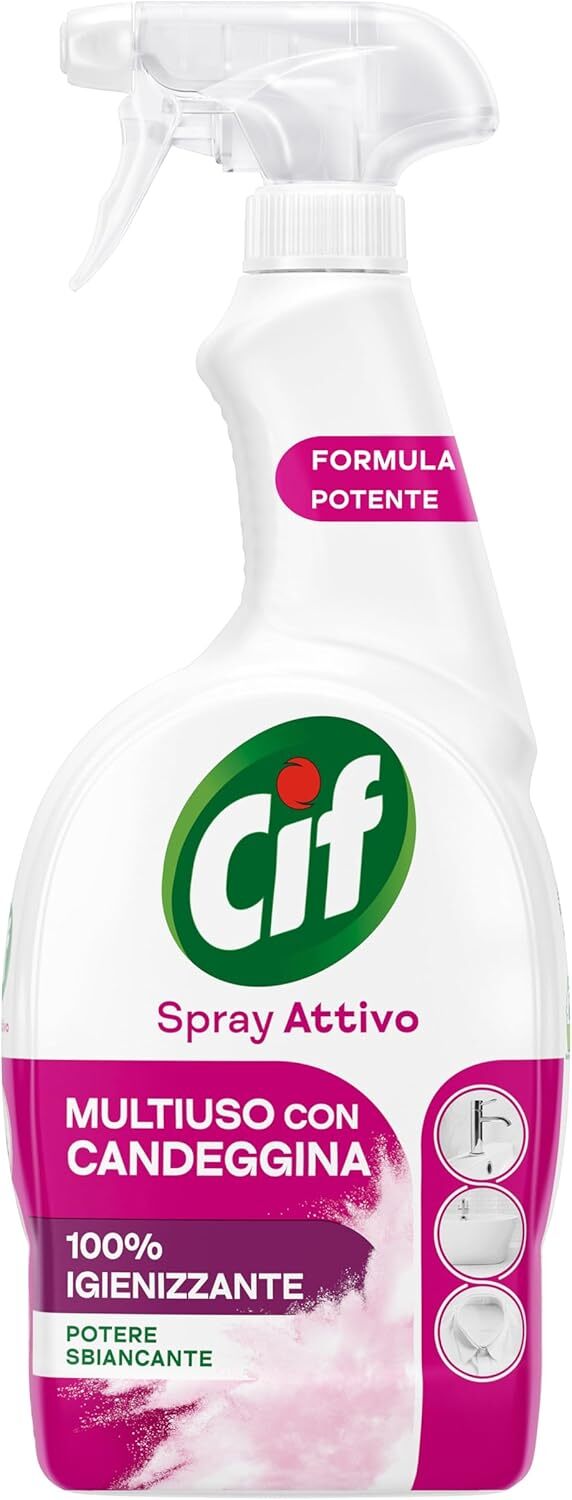 3 Pezzi - Cif Spray Attivo con Candeggina per Superfici di Tutta la Casa,650 ml
