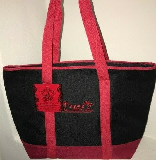 Trader Joe's Extra Large Cooler Tote 7 Gallon Black Red Insulated NEW
