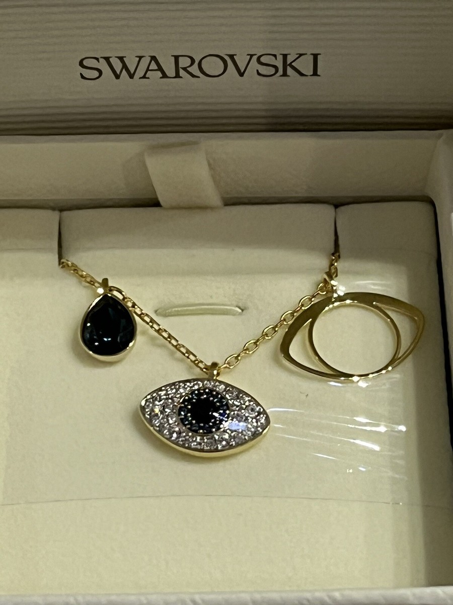 Swarovski Symbolica pendant, Evil eye, Blue, Gold-tone plated