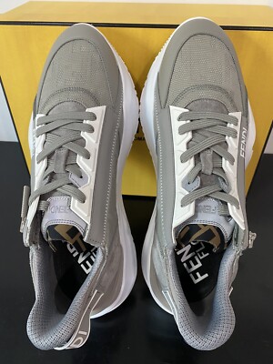 スニーカー FENDI Fendi Sneakers Men Fabric Gray/Slate FENDI FLOW MEN'S SNEAKERS. GREY FABRIC TRAINERS. SIZE USA 10