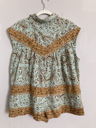 NUEVO Mameluco de algodón de gran tamaño Free People Telly bolsillos de una pieza XS verde - Imagen 4 de 9