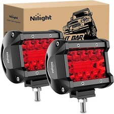Nilight 4 inch LED Light Pod Red Triple Row 2PCS 60W Flood Spot Combo Driving