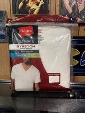 New Hanes Men's V-neck Undershirt 4-Pack Comfort Fit Stretch Ultimate Large