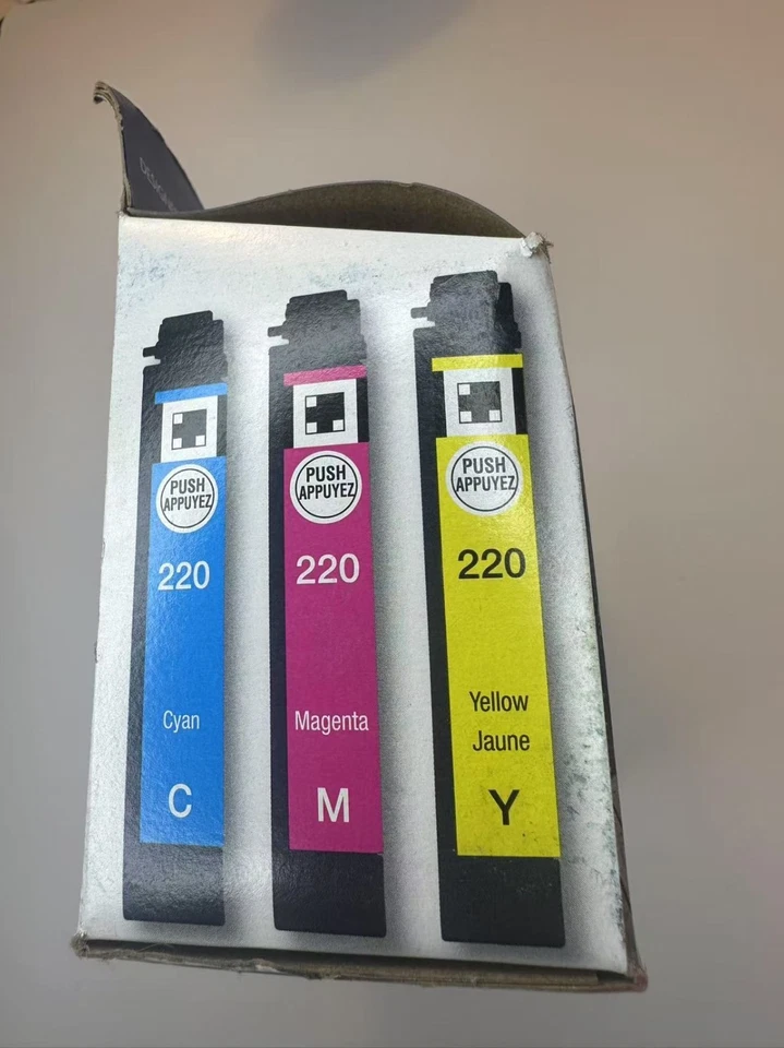 Epson T220 CMY Ink Cartridge Combo 3-Pack–OEM–Standard Capacity–New-Exp Dec 2025 Foto 2 de 3