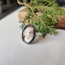 Real Rutile quartz Gemstone Ring 925 Sterling Silver Christmas Gift Ring PG7544