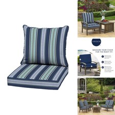Arden Outdoor Deep Seat Cushion Set 22 in x 24 in Sapphire Aurora Blue Stripe