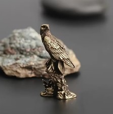 Handcrafted Bronze Eagle Sculpture Mini Statue Desktop Figurines Ornaments Gift
