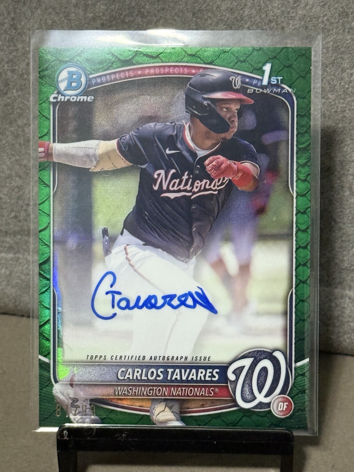2025 Bowman Chrome Carlos Tavares 1st Green Reptilian Auto /99 Nationals