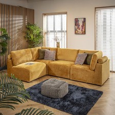 4 Seater Small Modular L Shape Corner Sofa Sectional Couch Mustard