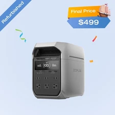 EcoFlow DELTA 3 Plus 1024Wh 1800W Portable Power Station LFP Battery Refurbished