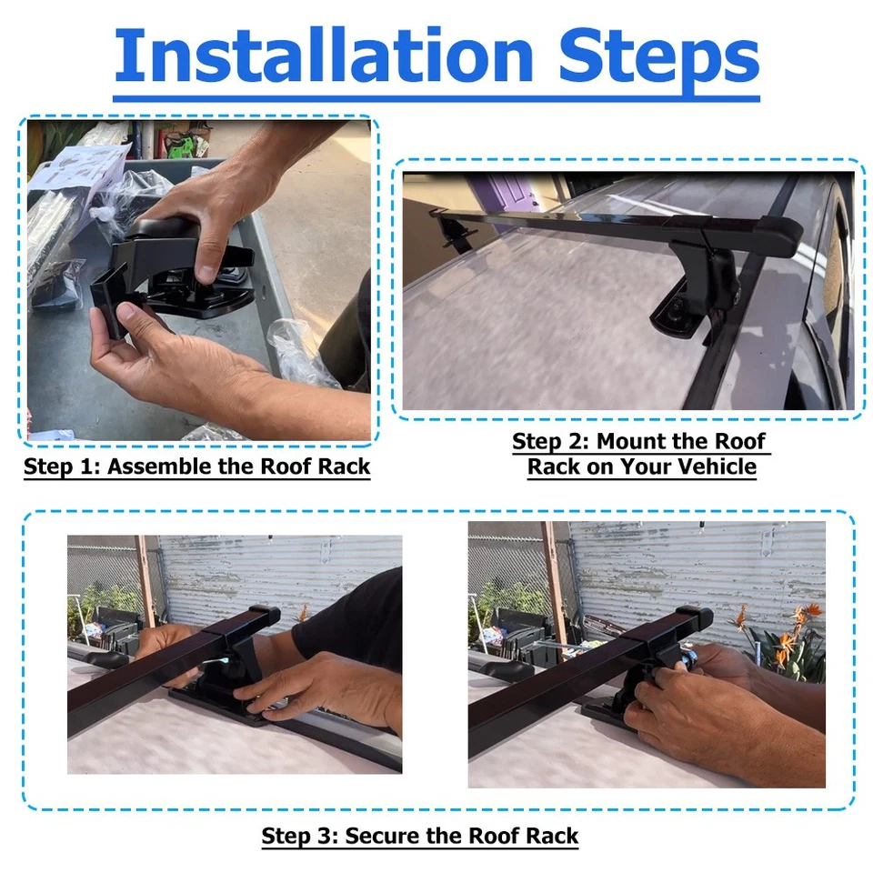 54" For Honda Fit Jazz Bare Roof Rack Cross Bars Luggage Kayak Carrier w/ Lock - Image 4 of 4