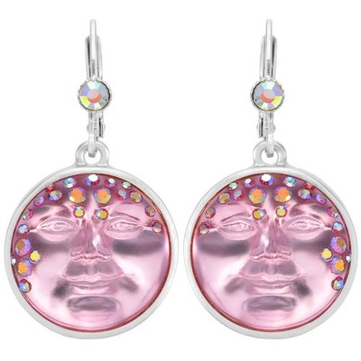 Kirks Folly Goddess Mystic Seaview Moon 18mm Leverback Earrings sst pixie pink