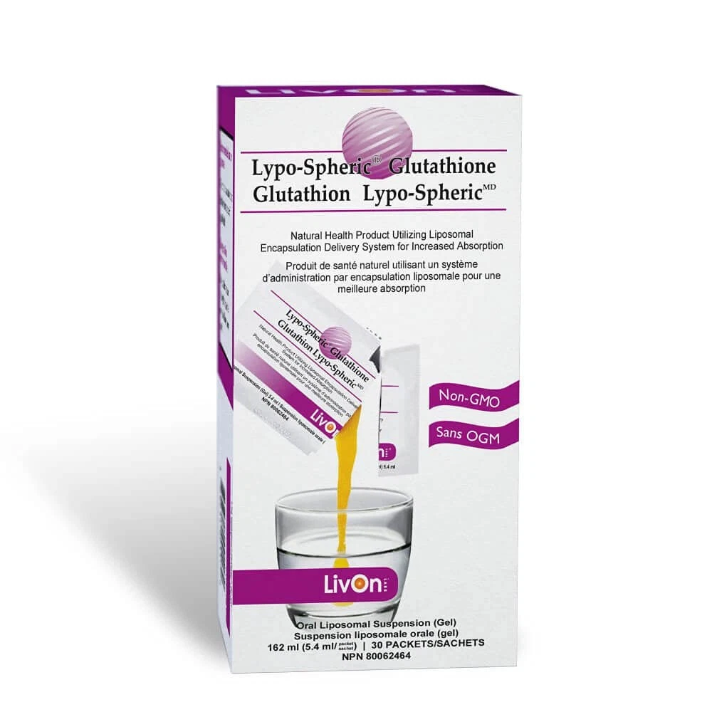 lypo-spheric glutathione 30 packets LivOn Laboratories Lypo-Spheric Glutathione - 30 Packets – 450 mg Glutathione
