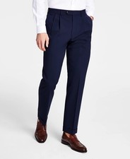 $95 NEW MICHAEL KORS Mens 34x32 Navy Pleated Newbury Trousers/Dress Pants/Slacks