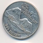 THE GREAT NORTHWEST  1 TROY OUNCE 999 SILVER ROUND MT HOOD AND MT ST HELENS