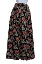 VTG Cottage Grandmacore Herman Geist Black/Floral 100 Cotton Maxi Skirt size 12