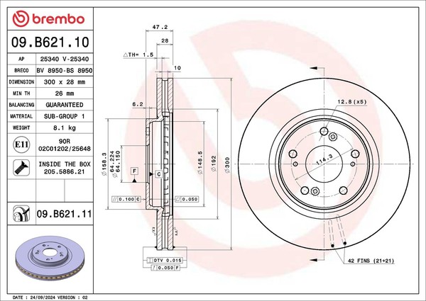 2X Brembo Bremsscheibe InnenbelüFtet Ø300Mm FüR Honda Accord Viii CU CW-image