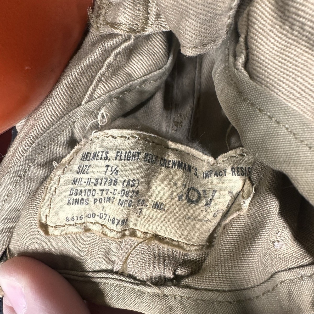 1977 Flight Deck Crewman's Impact Resistant Helmet MIL-H-81735