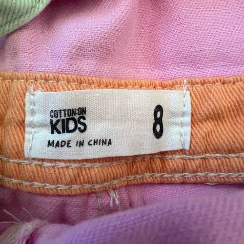 COTTON ON KIDS Girls Ginnie Slouch Shortall Colorblock Denim $49.99 Rainbow 8 - Picture 4 of 8