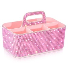 Bling Makeup Caddy Organizer with Handle, Sparkly Art Craft Holder, Glitter B...