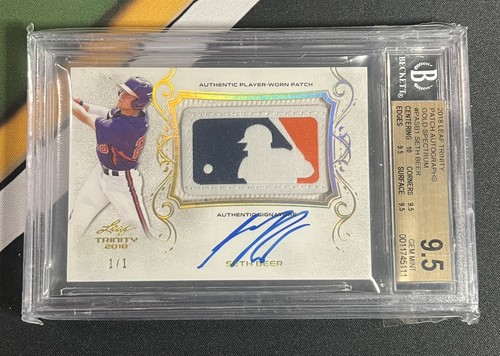 Seth Beer 2018 Leaf Trinity Gold Spectrum Patch Auto 1/1 BGS 9.5 Logoman Clemson