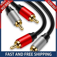 2RCA to 2RCA Cable 3Ft Gold-Plated 2 RCA Male to 2 RCA Male Stereo Audio Cabl...
