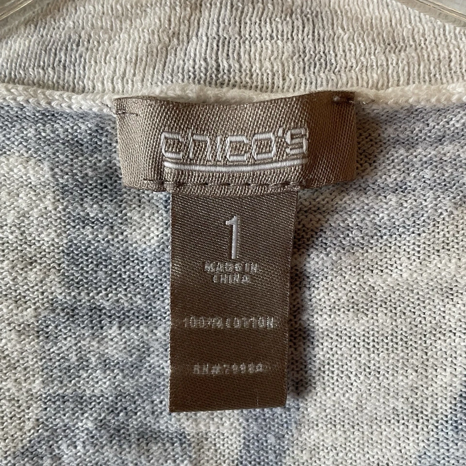 Suéter Chico's Talla Mediana Algodón Ligero Azul Ombre Cebra Animal Print Foto 3 de 4