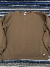Russell Athletic Men's Brown Crew Neck Fleece Logo Pullover Sweatshirt XL