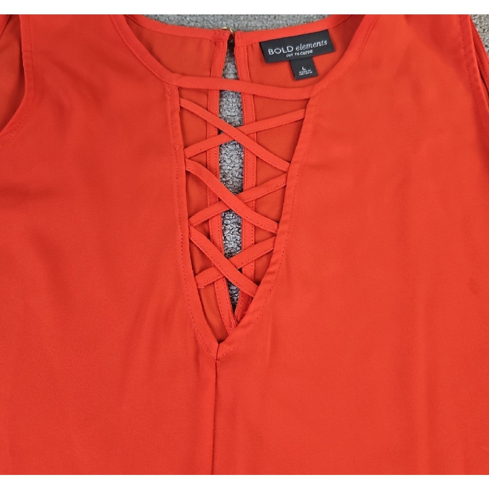 Bold Elements Women's Orange Cold Shoulder boho T… - image 4