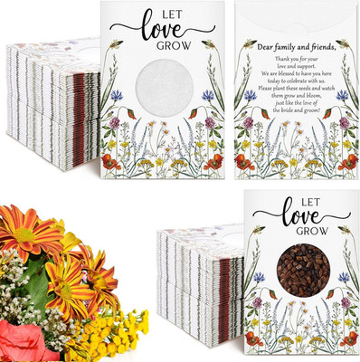 100 Pcs Let Love Grow Seed Packets Wedding Favor for Guests Bulk Envelope Kraft