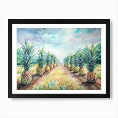 2 Ananas wachsen auf der Planta gerahmtes Wandbild Poster Leinwanddruck Bild