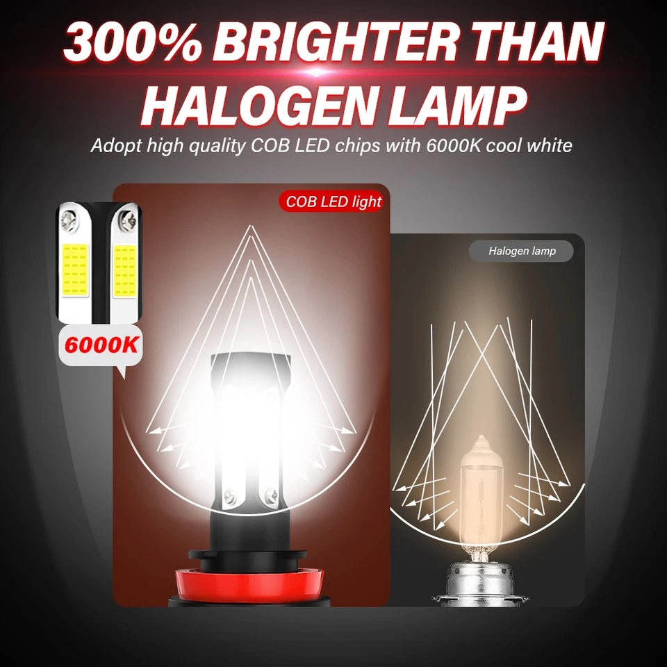 Para Chevy Impala Malibu 2006-2012 4x 6000K Faro LED Luz Baja + Kit Bombillas Antiniebla Foto 3 de 4