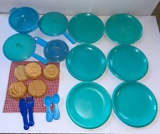 Vintage Little Tikes Play Dishes  Pots W/lids 23 Pieces Pretend Play Food Lot