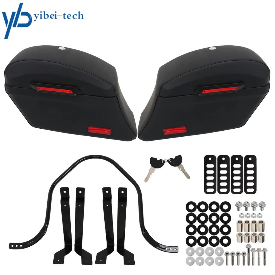 Hard Bags Saddlebags & Heavy Duty Mounting Kit For Yamaha Kawasaki Honda Classic Foto 2 de 4