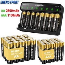 Lot AA AAA Rechargeable Batteries 2800mAh 1100mAh 1.2V/ NI-MH LCD Smart Charger