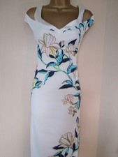 Karen Millen White Cold Shoulder Pencil Dress Size 14