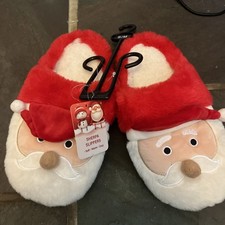 Santa Claus Plush Slippers Women s US Small/medium NWT Red Fuzzy Holiday Shoes