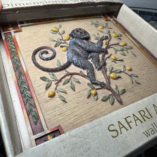 The Island Palm Resin Wall Plaque Monkey In Lemon Tree 5x5” 3D Tile - Picture 2 of 9