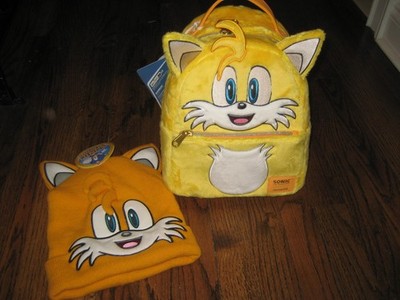 Loungefly Sonic the Hedgehog Tails Plush Mini Backpack + Hat Set New W/tags!