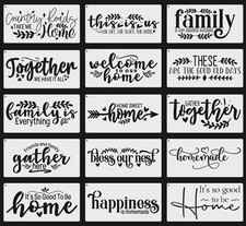 15PCS Reusable Farmhouse Word Stencils for Painting on Wood, Canvas, Fabric -...