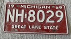 1969 Michigan License Plate  NH 8029 — photo 1