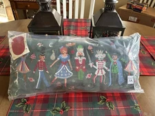 NEW-Pottery Barn Kids NUTCRACKER  Embroidered Lumbar Pillow-Christmas-Velvet