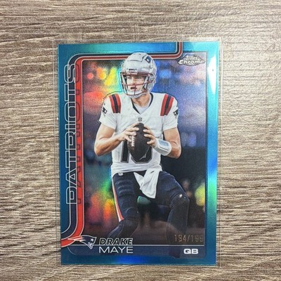 2025 Topps Chrome Football Drake Maye Teal Refractor /199 #207 Patriots RC