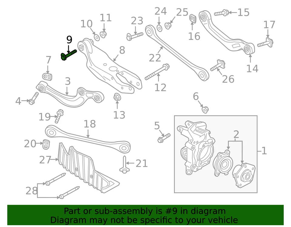 Brazo de control inferior genuino Audi perno de ajuste WHT-007-092-A Foto 2 de 2